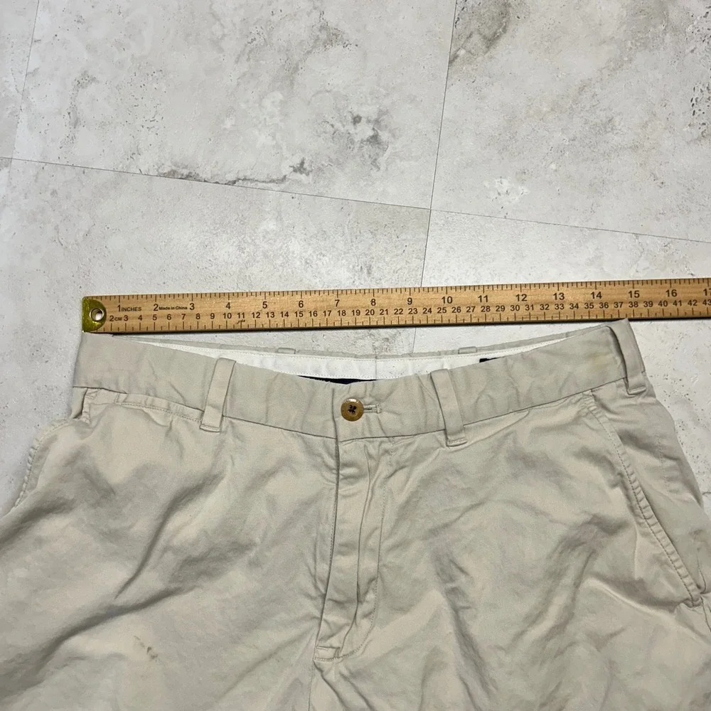 Polo Golf Ralph Lauren Shorts Beige Mens 30 Chino Flat Front Plaid Crest Logo